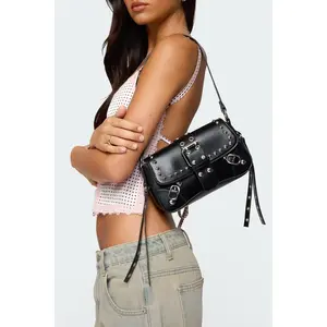 Stud & Buckle Faux Leather Bag