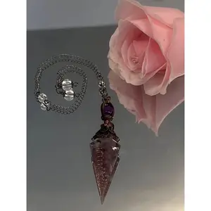 12 inch Pendulum / Amethyst dowsing, crystal gemstone divinatory pendulum for meditation Amethyst Point Pendulum /Healing Energy Balancing
