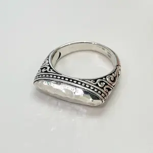 Sterling Silver 925 Well made and detailed sterling silver ring Hammered on top Jewelry