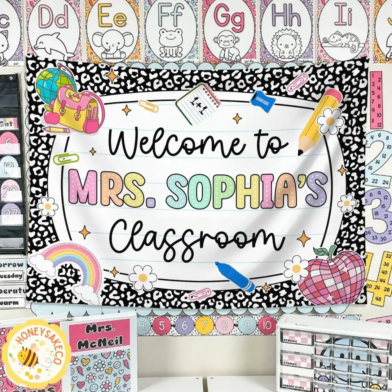 Personalized Teacher Tapestry, Teacher Name Gifts, Classroom Decors, Teacher Name Tapestry, Welcome to Class Tapestry