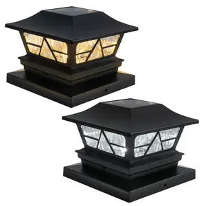 Dazzle Bright Solar Outdoor Fence Post Lights, 2 Modes Post Cap Lights Waterproof for Yard, Garden, Porch, Patio Decor, for 4x4 5x5 6x6 Wood Posts  ceremony festive decorations christmas lights  ceremony