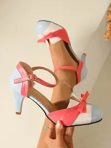 New Latin Dance Women's Closed Toe Tango High Heel Soft Sole Sandals, Comfortable One-Strap Ankle Strap Dance Shoes for Performance