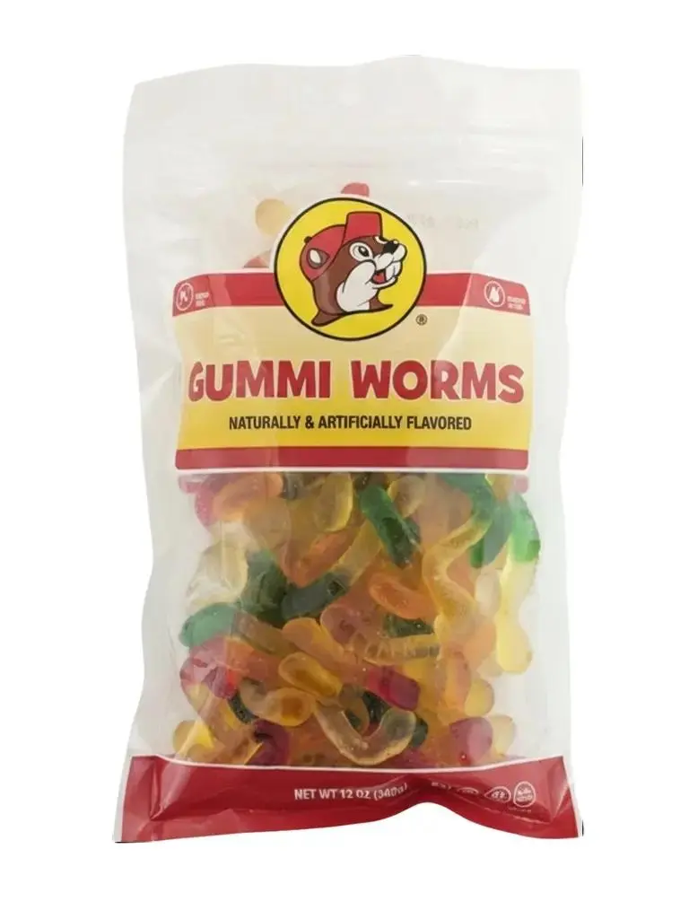 Howdy Bitez Gummi Worms - Fruity Chewy Assorted Fruit Flavors Resealable Bag for Parties & Snacks Bonbon Tangy Candy - Sweet
