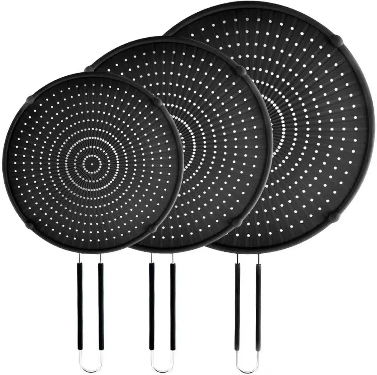Splatter Screen for Frying Pan Silicone Grease Splatter Guard Heat-Resistant Splatter Guards for Cooking Dishwasher Safe (9.8", 11.4", 13")