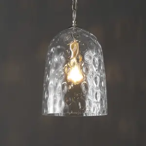 JONATHAN Y Matilda Contemporary Industrial Designer Iron/Dimple Glass Dome LED Pendant; for Living Room,Bedroom, Kitchen, Office