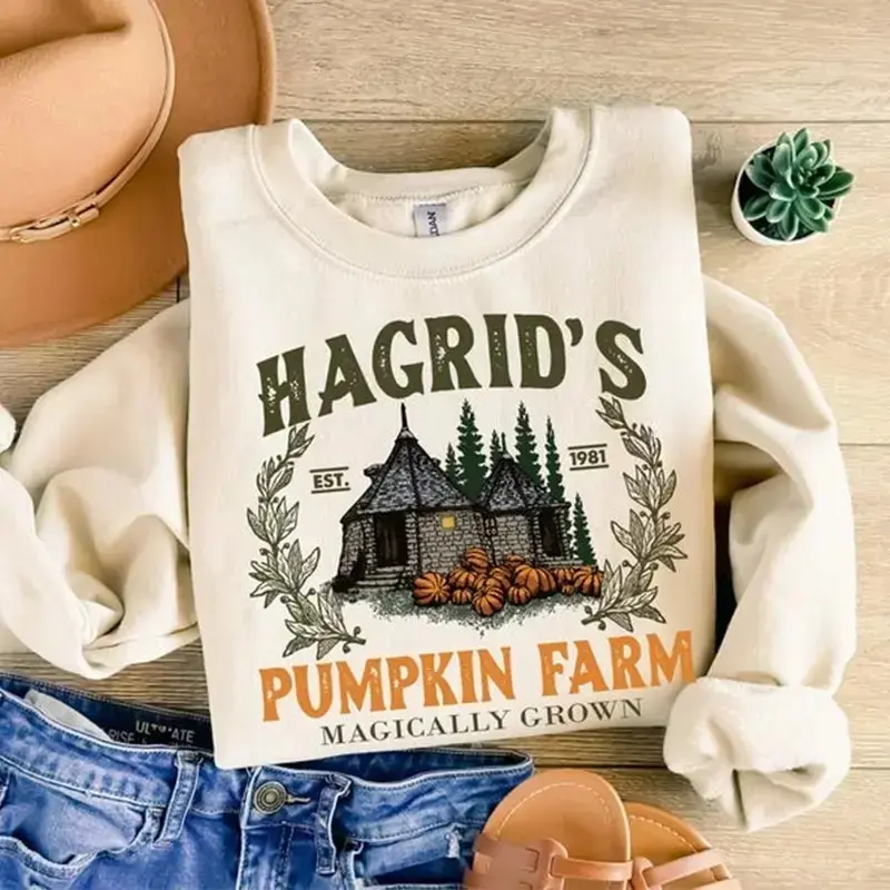 Hagrid’s Pumpkin Patch Sweatshirt, Fall Halloween Crewneck, Spooky Season Pumpkin Farm Sweatshirt, Thanksgiving Sweater, Wizard Fan Gift Sweatshirt
