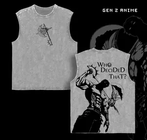 Escanor Seven Deadly Sins TankTop T-Shirt Who Decided That Quote Pride Sin Vintage Washed Oversized Anime Streetwear Heavy Cotton Sigma Male Unisex Tee Retro Graphic Top Gift For Anime Fan