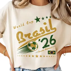 Retro Brasil Soccer World Cotton Shirt, 90s Soccer Team World Graphic Tee, Sports Shirt, Soccer 2026 Graphic Tee, Unisex Shirt Top Menswear Womenswear