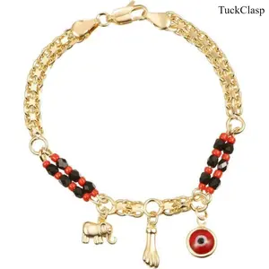 1 pcs Plated Evil Eye Elephant Bracelet for Women, Trendy Protection Jewelry with Adjustable Chain, Stylish Lucky Charm Gift for Everyday Wear
