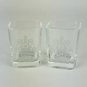 Set of 2 Laser Engraved Frosted 2.5 oz Shot Glass Chivas Theme