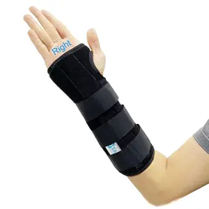 Unisex double-fixation forearm and wrist support splint brace for carpal tunnel syndrome, adjustable nighttime immobilizer splint, 9.8 inches (25 cm) length (right hand/standard).