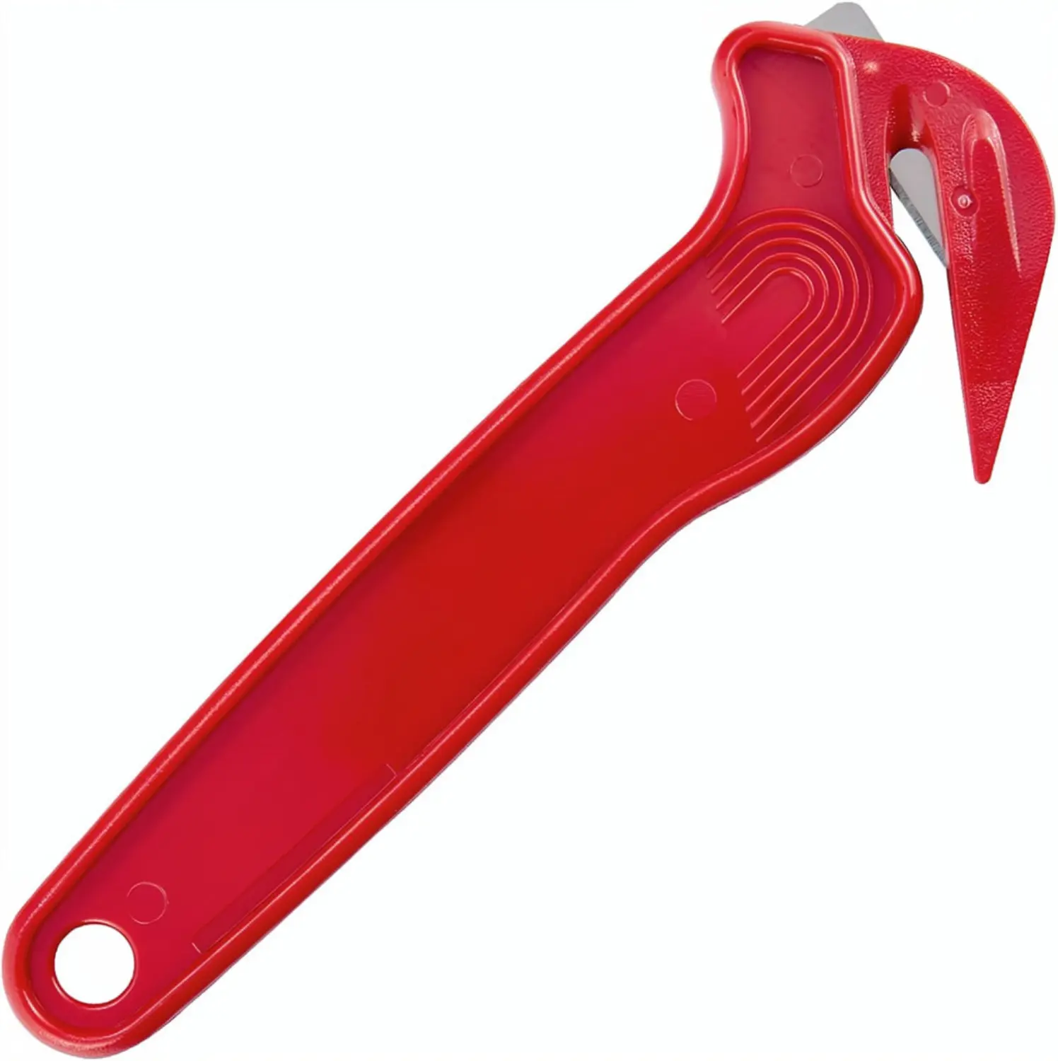Food Safe Safety Cutter & Tape Splitter – Bladeless Box Opener for Shrink Wrap, Plastic Bags & Cryovac Packaging | NSF Certified | Red