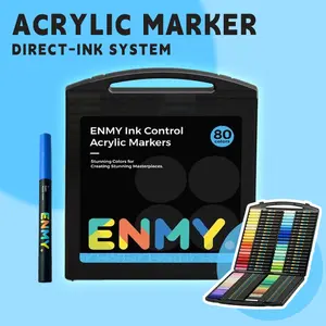ENMY 24/36/48/60Colors Acrylic Marker Set, Direct Liquid Soft Brush Head Markers, High Pigment Stackable Art Markers, Ideal for Beginners, Students, Kids & Art Lovers
