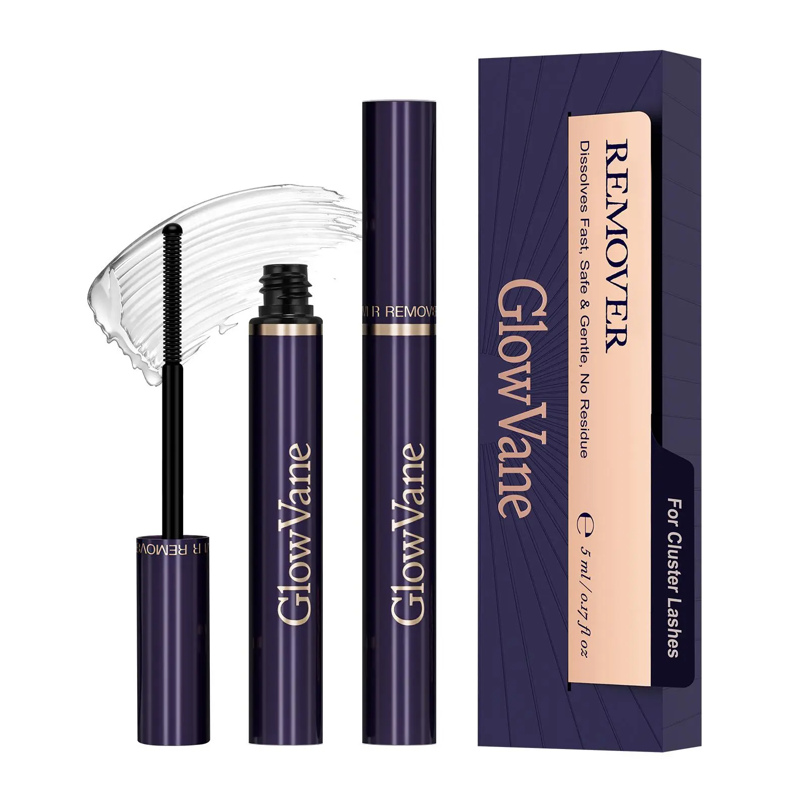 GlowVane Lash Remover for Lash Extensions Eyelash Glue Remover for Lash Clusters Gentle Lash Cluster Remover for Bond and Seal Lash Glue DIY Non-irritating Cluster Lash Glue Remover at Home (5ml)