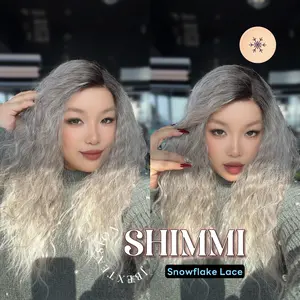 JBEXTENSION 21 Inches Ash Grey Deep Curly Pre-Cut Side Part Snowflake Lace Frontlace Glueless Wig SHIMMI【BENDY EAR TABS】