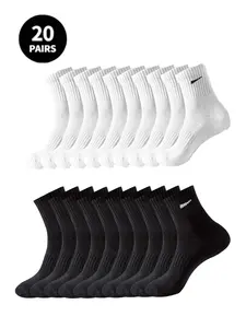 20 Pairs Sports Mid-Calf Socks, Casual Style, All Seasons, Comfortable and Durable, Perfect for Daily Wear, Athletic Socks