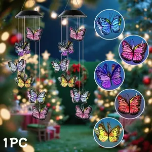 Solar Powered Butterfly Wind Chime, Color Changing Design, Outdoor Garden Decor, Durable Weather Resistant, Perfect Gift Choice, Solar Wind Chimes