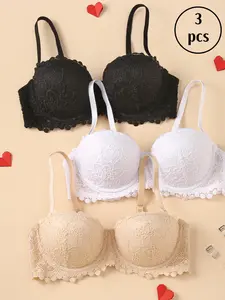 Women's Sexy Lace Push-Up Bra, Casual Comfortable Breathable Steel Ring Gathered Everyday Wear, Durable Design, All Seasons Underwear