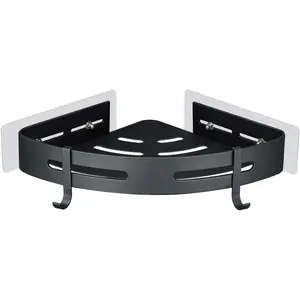 Shower Suction Corner Shelf, Shower Basket Organizer for Wall Mounted, Black