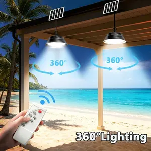 1 Set of Outdoor Hanging Porch Lights, Long Lead Solar Pendant Light - Equipped with Remote Control, Dimming and Timing Functions, Industrial/courtyard Lights, Widely Used in Barns, Farms, Gardens, Courtyards, Rooftops, Camping