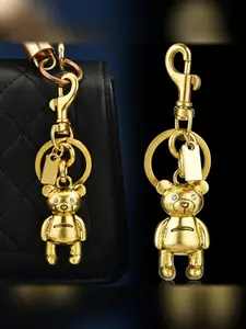 Metal Bear Keychain Bag Charm, Fashionable Personalized Car Key Holder, High-Quality Teddy Bear Key Ring, All Seasons Accessory