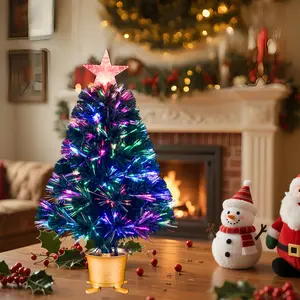 60cm Christmas Tree with Fiber Optic Lights, Transparent Star Top Led Star Light, RGB Color Changing Pot, USB Powered, Perfect for Indoor Decor