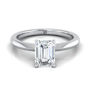 Petite Knife Edge Solitaire Emerald Cut Engagement Ring Setting in Platinum