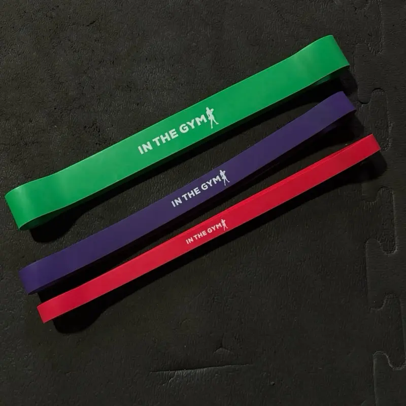 In The Gym THICK Short Resistance Bands Set of 3 for Effective Workouts in Green Purple and Red
