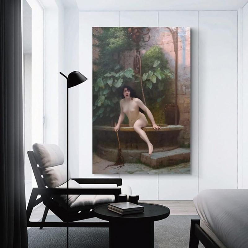 LUDU Vintage Printed Poster by Jean-Leon Gerome Truth Coming Out of Her Well Canvas Wall Art Poster Decorative Bedroom Modern Home Print Picture Artworks Posters 16x24inch(40x60cm)