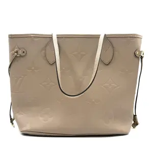 Pre-owned Louis Vuitton Leather Tote Bags CALUXB Empreinte Monogram Giant Neverfull MM Tourterelle