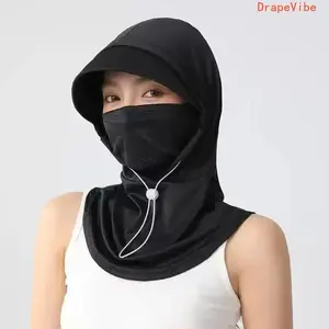 Women's All-In-One Sunscreen Mask Hat Ice Silk Full Face Breathable Neck Protection For Driving And Cycling