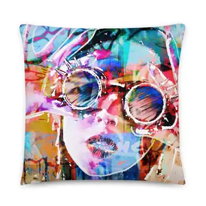 She Vibes Spiked Sunglasses Decorative Throw Pillow 100% Polyester Machine Washable Home Decor & Interior Design 6.49–8.85 oz/yd² 220–300 g/m² All Seasons