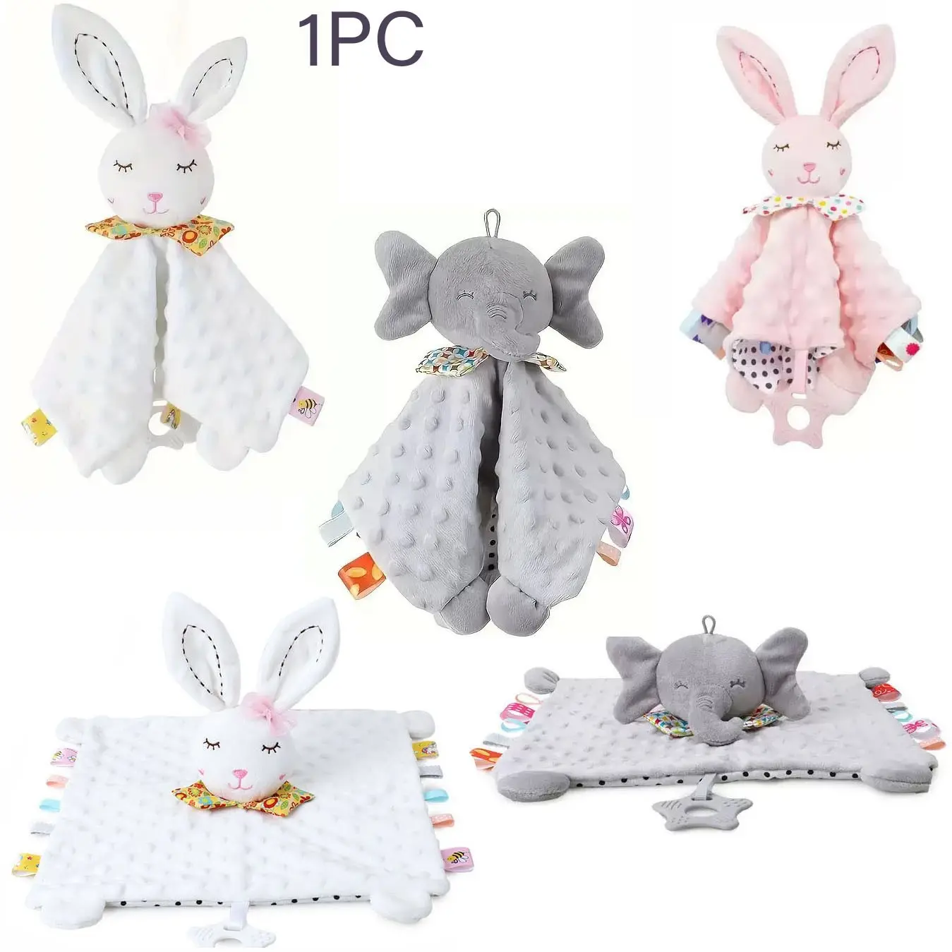 Baby Soft Cute Sensory Rabbit Animal-Shaped Play Toy with Rattle Maracas Sensory and Crinkle Sound, Perfect for Hanging in Crib, Nursery or Stroller, Ideal Gift for Infants and Newborn