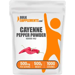 BulkSupplements Cayenne Pepper 40000HU Powder - Natural Antioxidants - Cayenne Powder - Vegan - 100g-1kg - 500mg per Serving