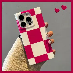 plaid square Phone Case for use with iphone 17 air 16 pro max 15 plus 14 pro artistic checkered phone cases for iphone 13PRO/12PRO for girlies trendy bumper phone case