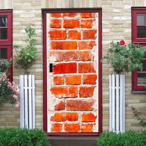2pcs Vintage Red Brick Pattern Wall Stickers Stereo Simulated Brick Decals Self Adhesive Waterproof Decorative Stickers for Living Room Entrance Background Wall Dorm Shop Restaurant Wall Renovation Remov