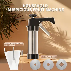 CEANZO Cookie Maker Churros Maker Spritz Cookies Press Gun 3 in 1 for Baking with 13 Discs 3 Churro Discs 8 Piping Tips Stainless Steel Easy Clean Kit for Christmas Party