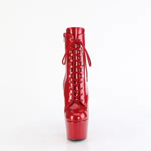 Women's High Heels - 7-in Ruby Red Glitter Lace Platform Boots, ADORE-1020GP Fashion Shoe