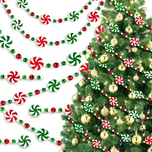 Christmas Candy Garland, Christmas Tree Bead Garlands Christmas Decorations Hanging Peppermint Hanging Christmas Tree for Meeting Wreaths Home Fireplace...