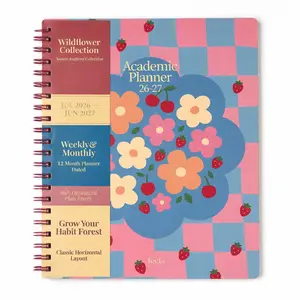 Academic Planner 2026-2027, A5 Weekly & Monthly Planner, July 2026 - June 2027, 100 GSM Paper, Spiral Bound Student & Teacher Planner with Back Pocket and Achievement Tree Stickers