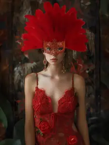 Women's Feather Mask Headpiece Set, Festival Party Costume Accessory for All Seasons, Role-Playing Cosplay Accessories, Versatile Character Costumes