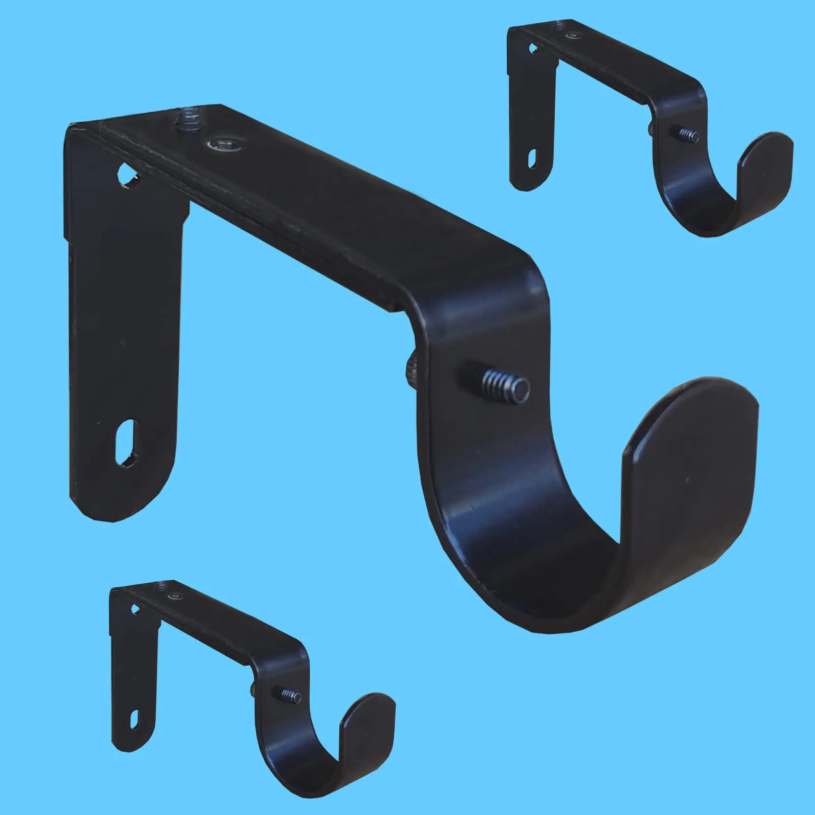 Adjustable Curtain Rod Brackets Fits Up To 1 Inch  1-1/8 And 1-1/4 Rods Extendable Heavy Duty Holder For Wall Set Of 3 Black