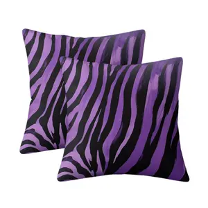 JIT 2PCS Printed Series Purple, Zebra Pattern Sofa Cushion Covers for Living Room and Bedroom, American Vintage, Decorative Style Decorative Pillow Covers, Holiday Party Decorative Pillow Covers, Holiday Gifts for Family (Does Not Include Pillow Insert)