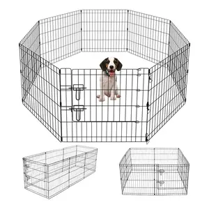 Pet Playpen Puppy Playpen Kennels Dog Fence Exercise Pen Gate Fence Foldable Dog Crate 8 Panels 24 Inch Kennels Pen Playpen Options Ideal for Pet Animals Outdoor Indoor