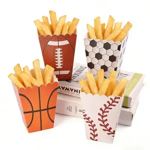 6-Pack Sports Theme Popcorn Boxes, Perfect for Birthday Parties, Basketball Football Volleyball Patterns, Fun Party Decorations, Anniversary Event Supplies