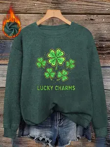 Women's Saint Patrick's Day Fitted Sweater, Soft & Cozy Knitwear, Four-Leaf Clover Print Design, Perfect for Fall & Winter Seasons