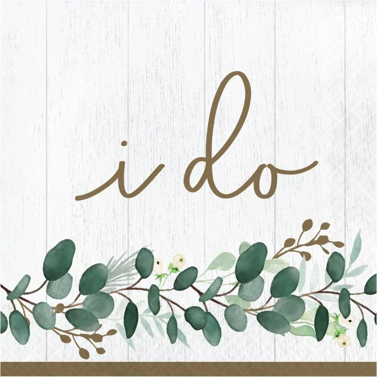6.5 x 6.5 in. Eucalyptus I Do Luncheon 1 by 4 Fold 2-Ply Tissue Napkins - 192 Count
