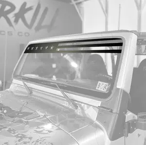 Jeep Matte Black Die-Cut Vinyl American Flag Banner Visor 5"x60" Car Sticker