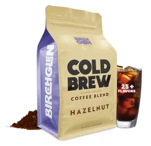 Birch Glen Roasters Cold Brew Coffee | Flavored Coarse Ground Coffee | Medium Roast | Artisanal Roasting | 100% Arabica |1 LB Bag | Hazelnut