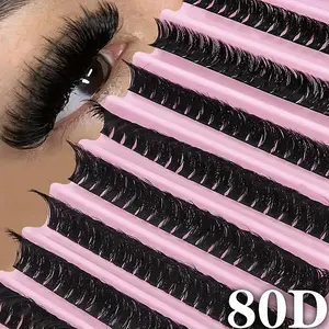 200 clusters of single eyelashes, 80D pink tray, Russian curly, curved, 8-16mm, DIY eyelashes, Cosmetic, supernatural appearance & Fine & super soft & super light, reusable false eyelashes for beginners at home or on the go, daily life & dates
